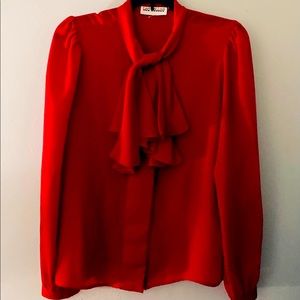 SOLD Retro 70’s Red Ted Sollud Blouse